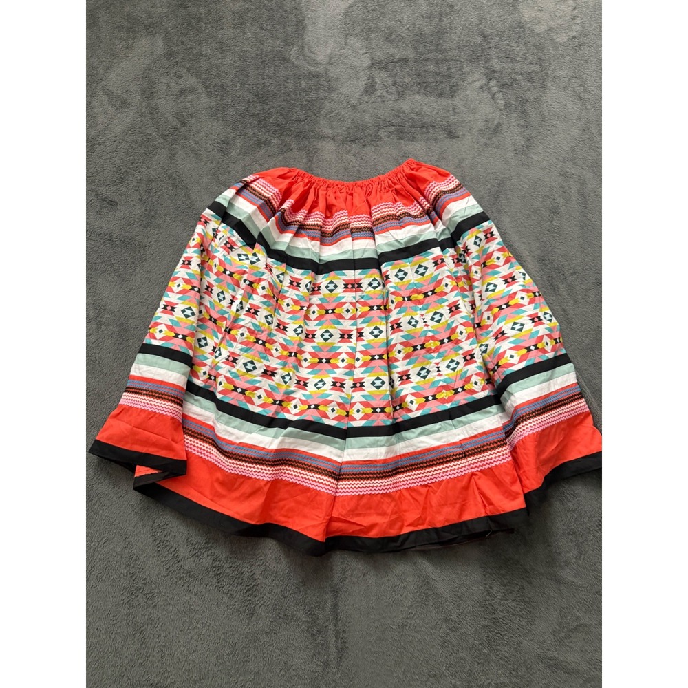 Vintage Native American Style Ribbon Skirt Southwestern Geometric Orange Pink70s